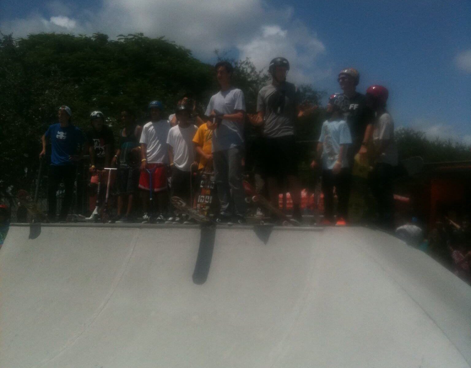 Riley Hawk and Tony Hawk skateboarding in Miami, August 2011